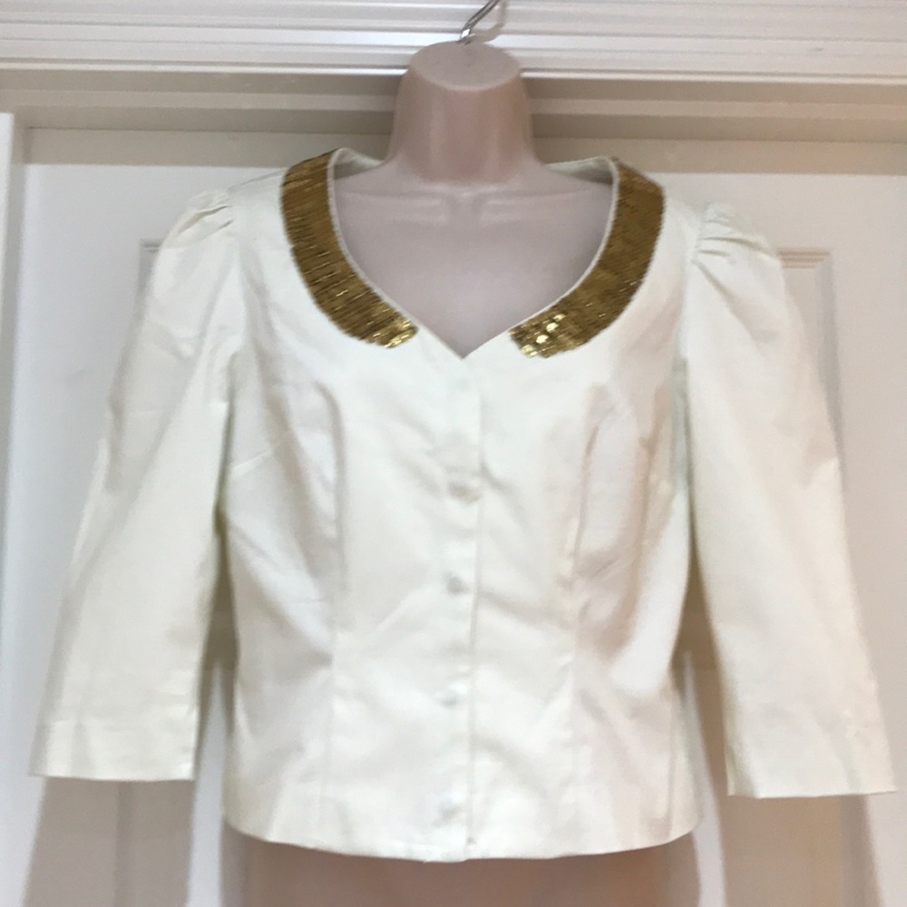 NWOT Metrostyle Sequined Neck Line Fully Lined Jacket Size 8
